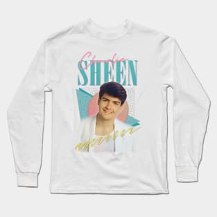 Charlie Sheen - - 80s Aesthetic Long Sleeve T-Shirt